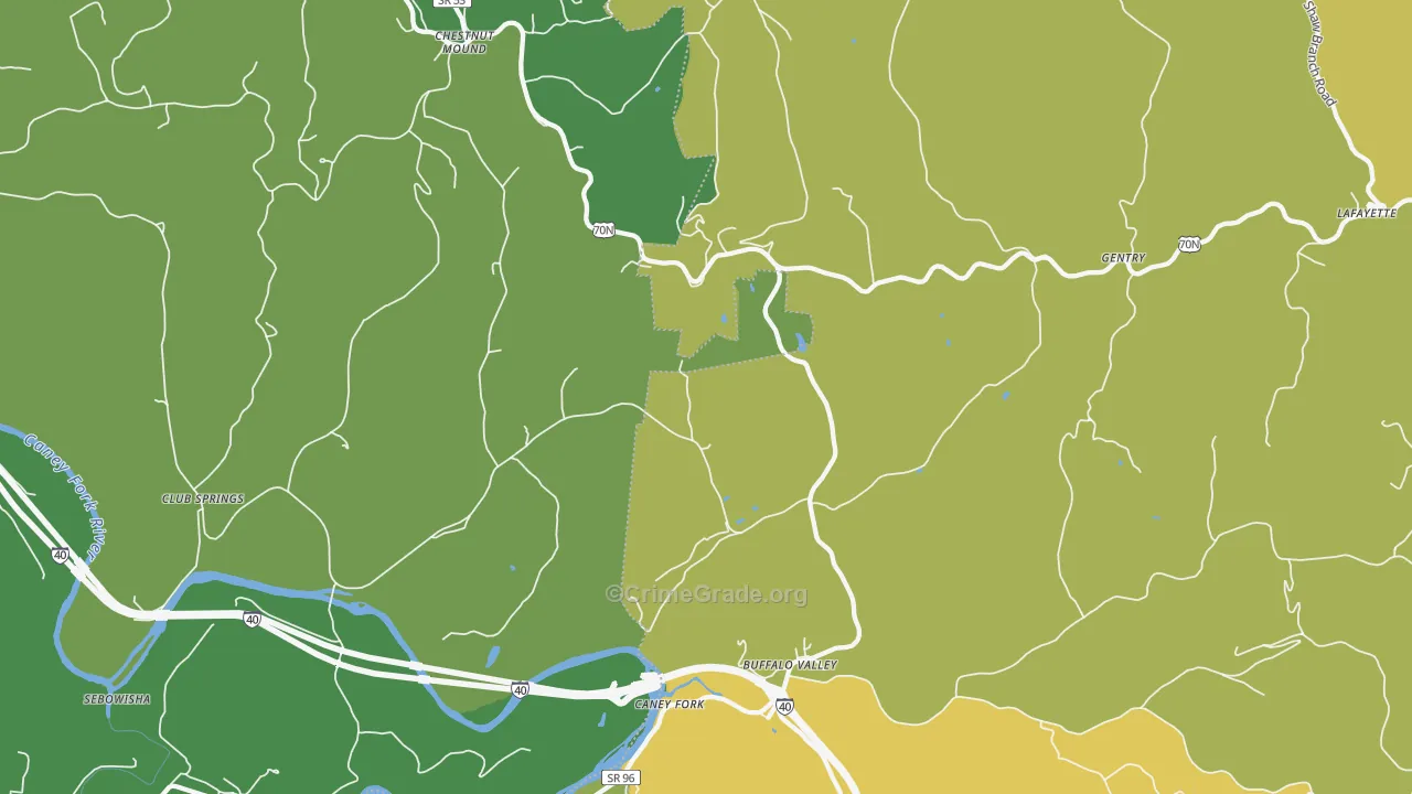38548, TN Map of Vehicle Theft Rates