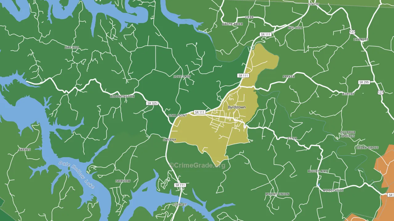 38549, TN Map of Vehicle Theft Rates