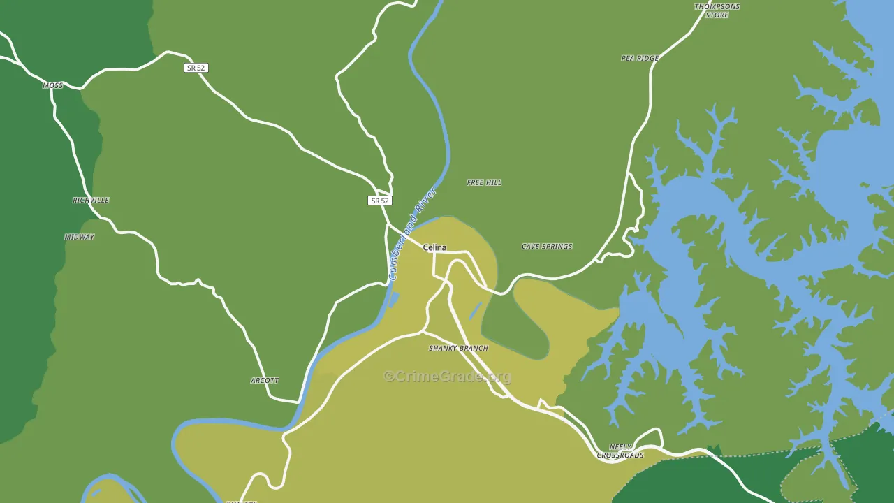 38551, TN Map of Vehicle Theft Rates