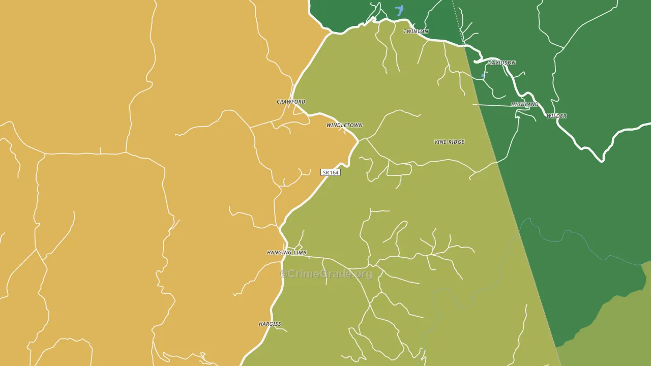 38554, TN Map of Vehicle Theft Rates