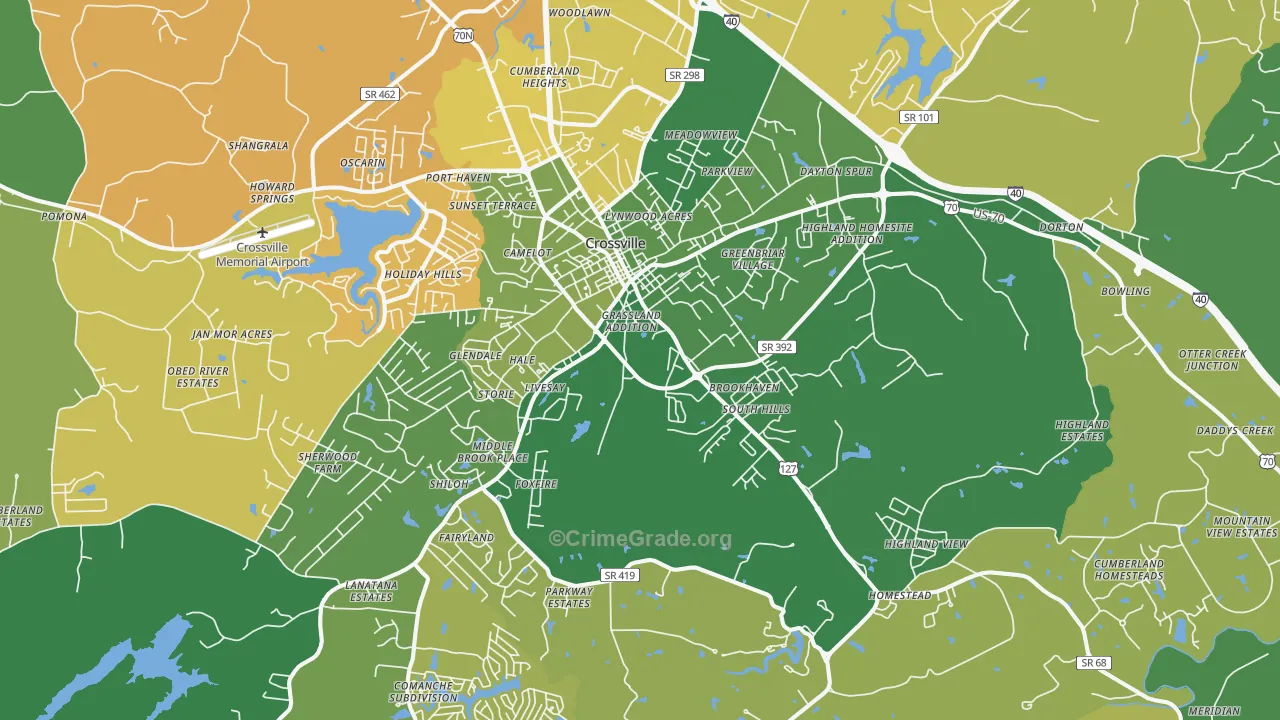 38555, TN Map of Vehicle Theft Rates