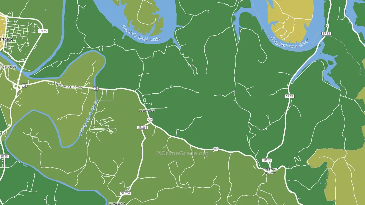 38560, TN Map of Vehicle Theft Rates