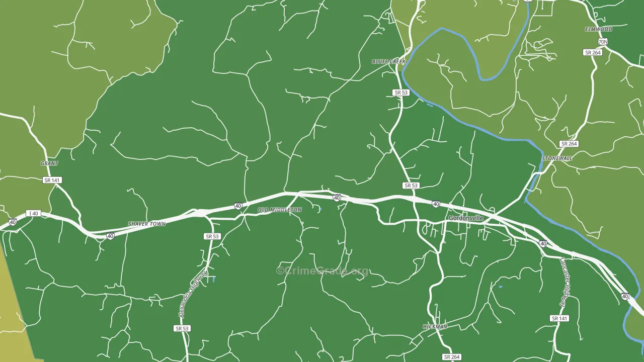 38563, TN Map of Vehicle Theft Rates