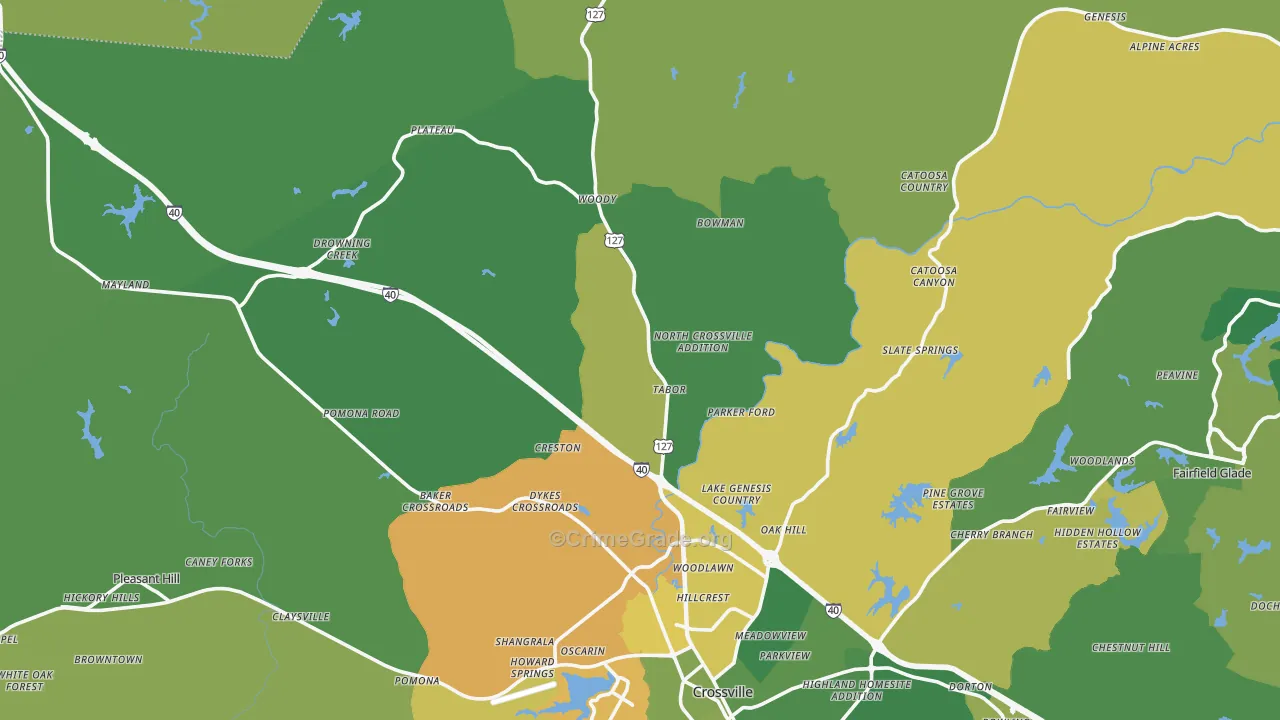 38571, TN Map of Vehicle Theft Rates