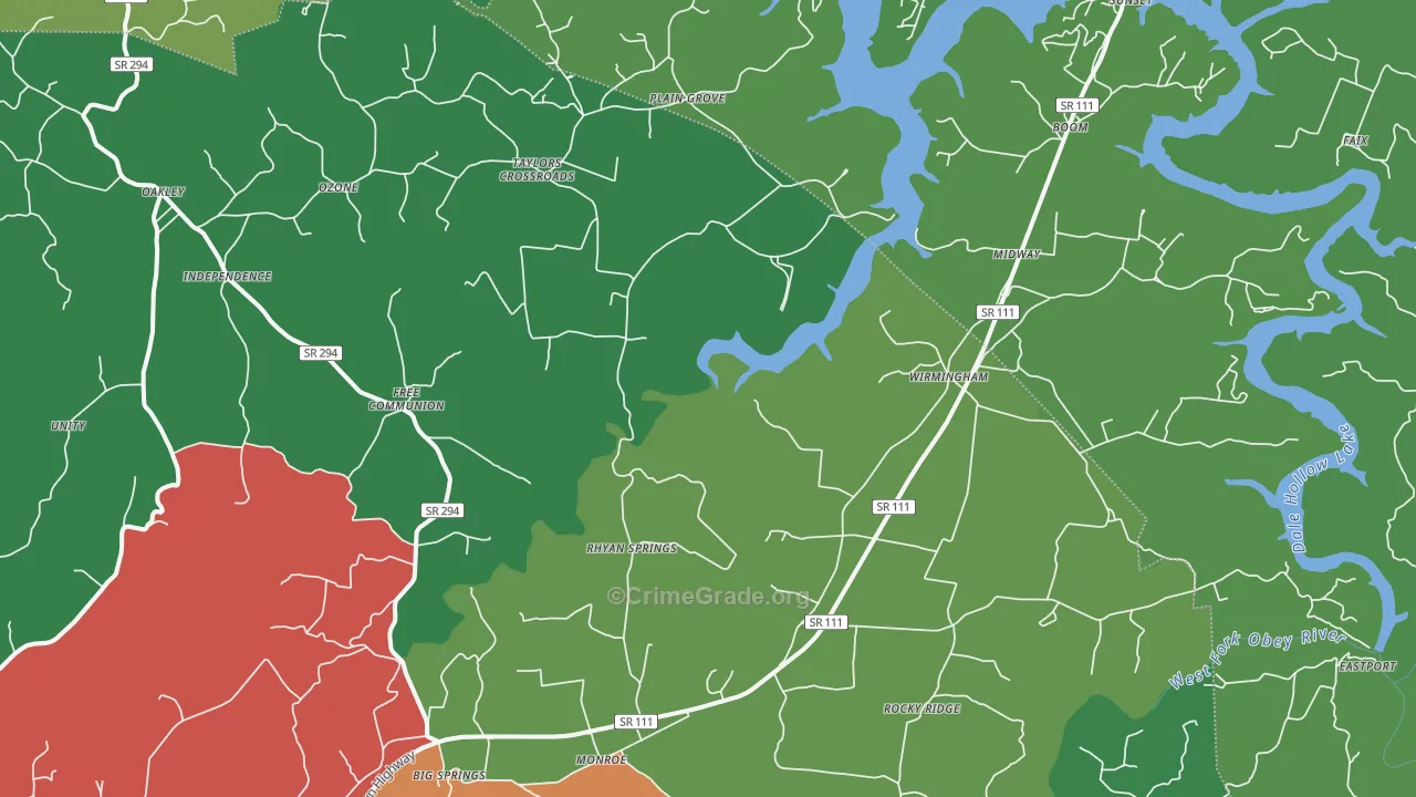 38573, TN Map of Vehicle Theft Rates