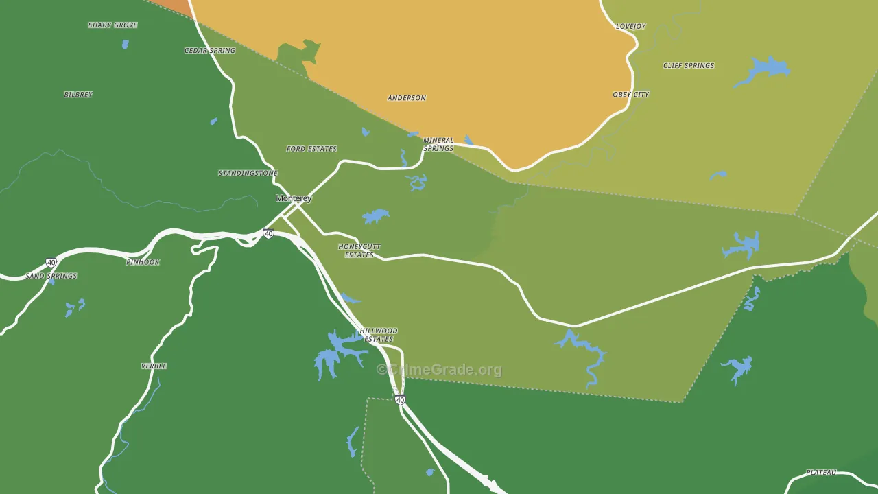 38574, TN Map of Vehicle Theft Rates