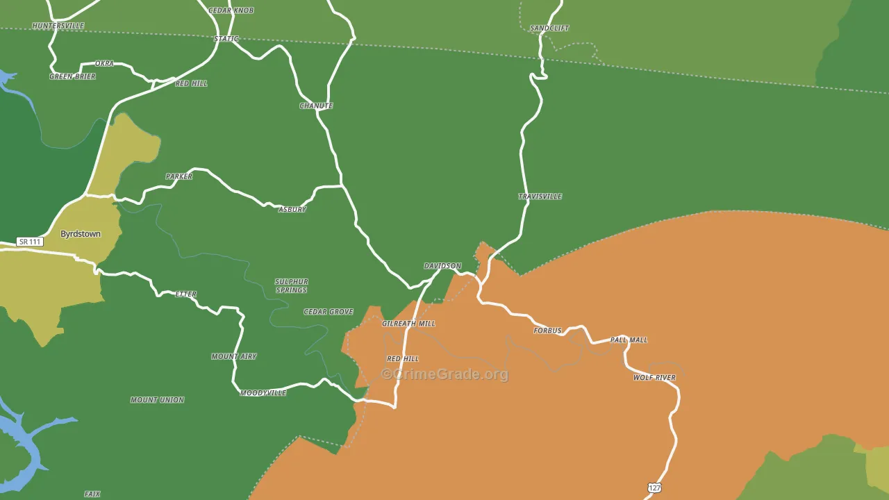 38577, TN Map of Vehicle Theft Rates