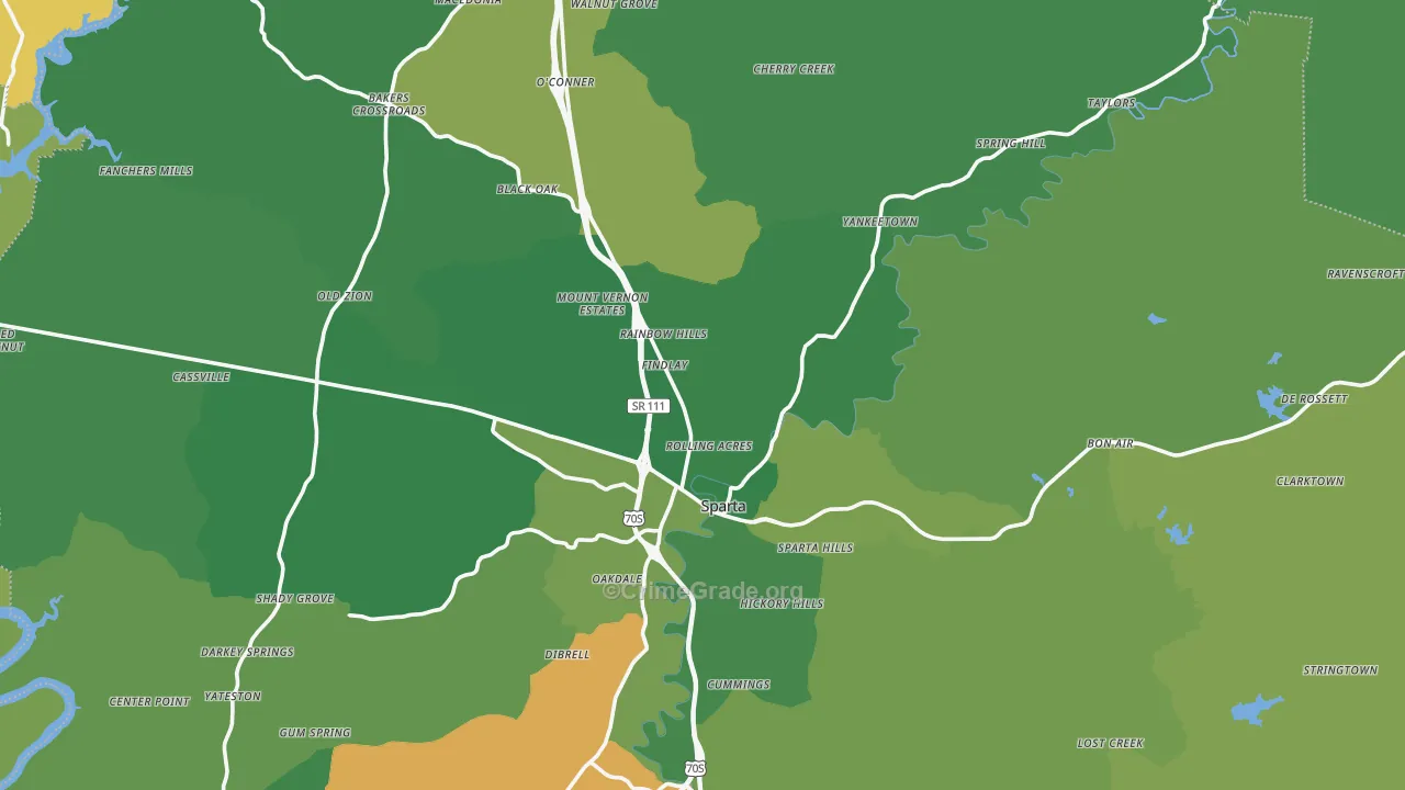38583, TN Map of Vehicle Theft Rates