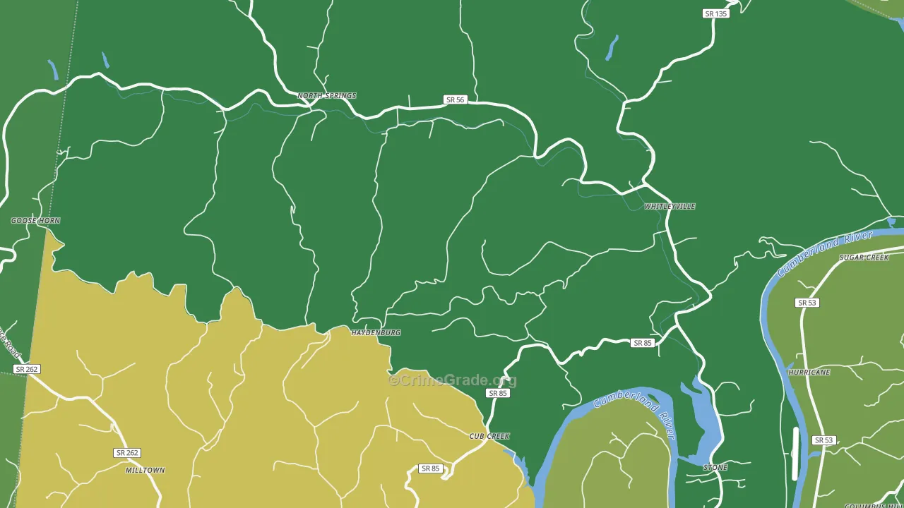 38588, TN Map of Vehicle Theft Rates