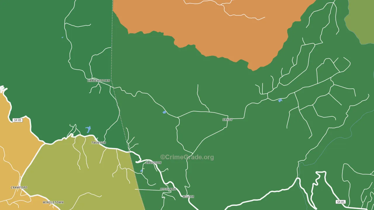 38589, TN Map of Vehicle Theft Rates