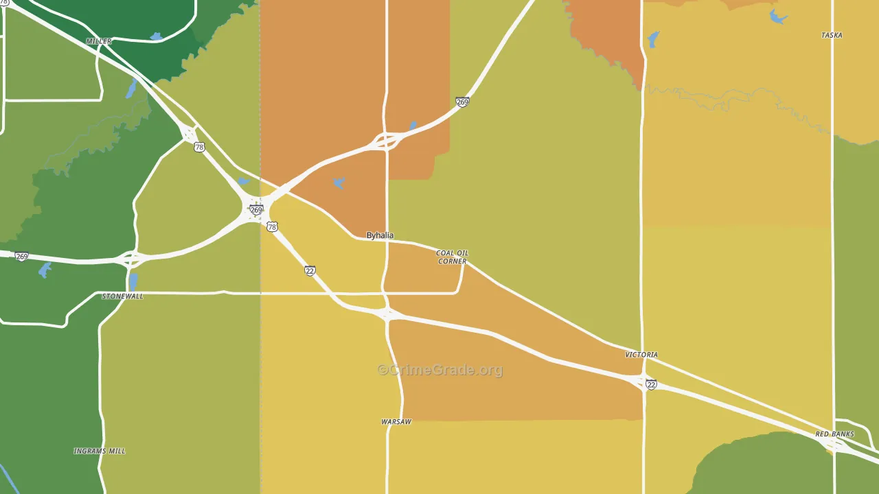38611, MS Map of Vehicle Theft Rates