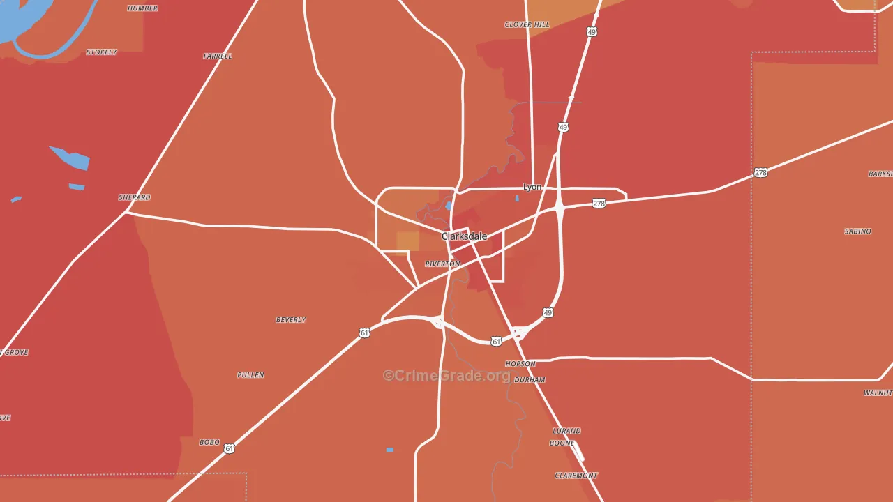 38614, MS Map of Vehicle Theft Rates
