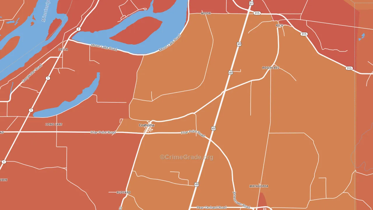 38617, MS Map of Vehicle Theft Rates