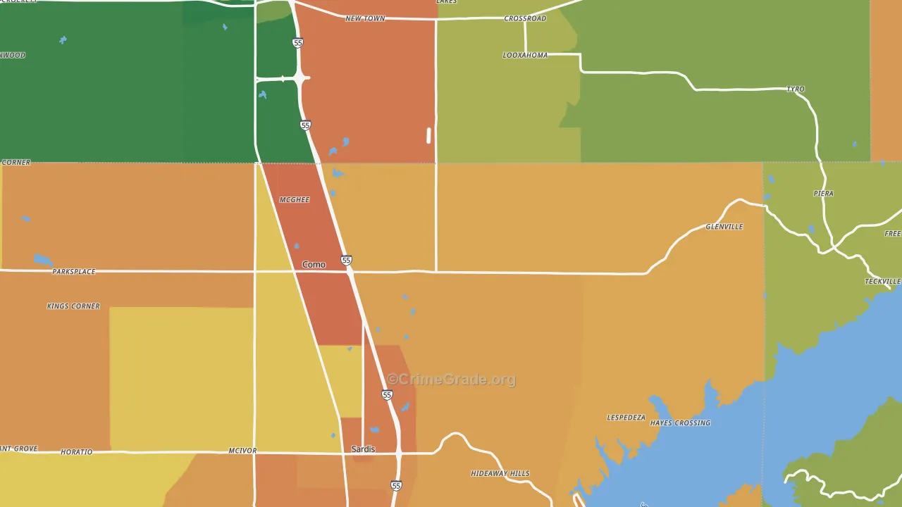 38619, MS Map of Vehicle Theft Rates