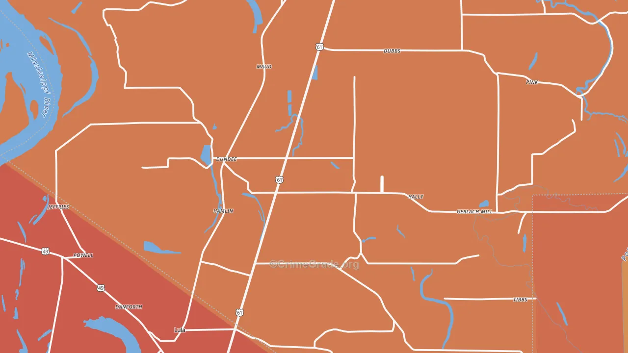 38626, MS Map of Vehicle Theft Rates