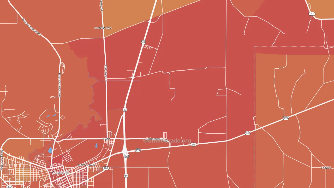 38645, MS Map of Vehicle Theft Rates