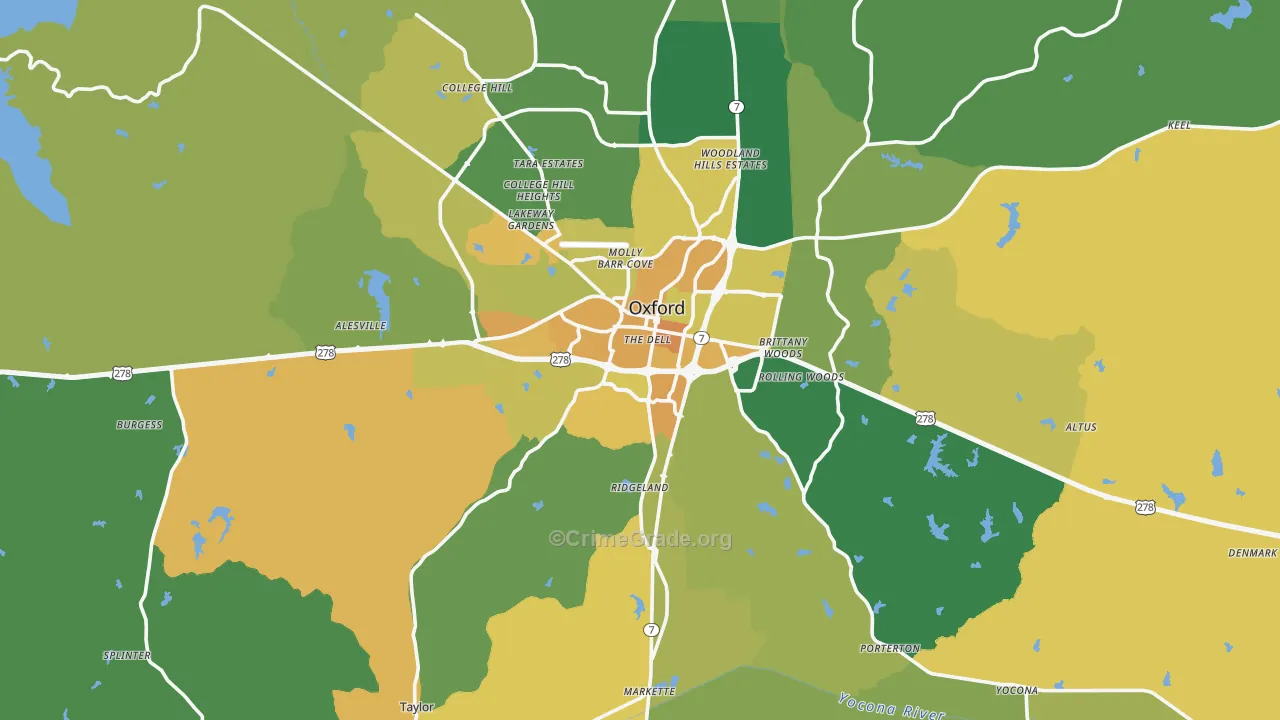 38655, MS Map of Vehicle Theft Rates