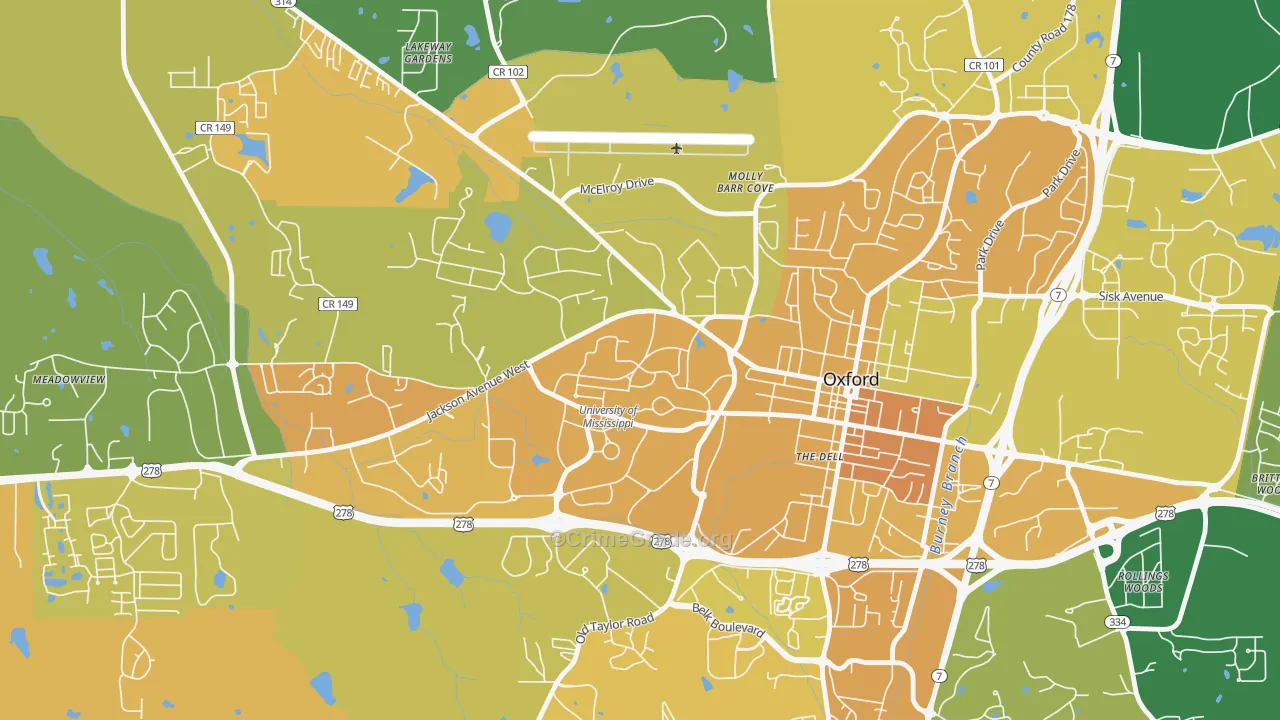 38677, MS Map of Vehicle Theft Rates