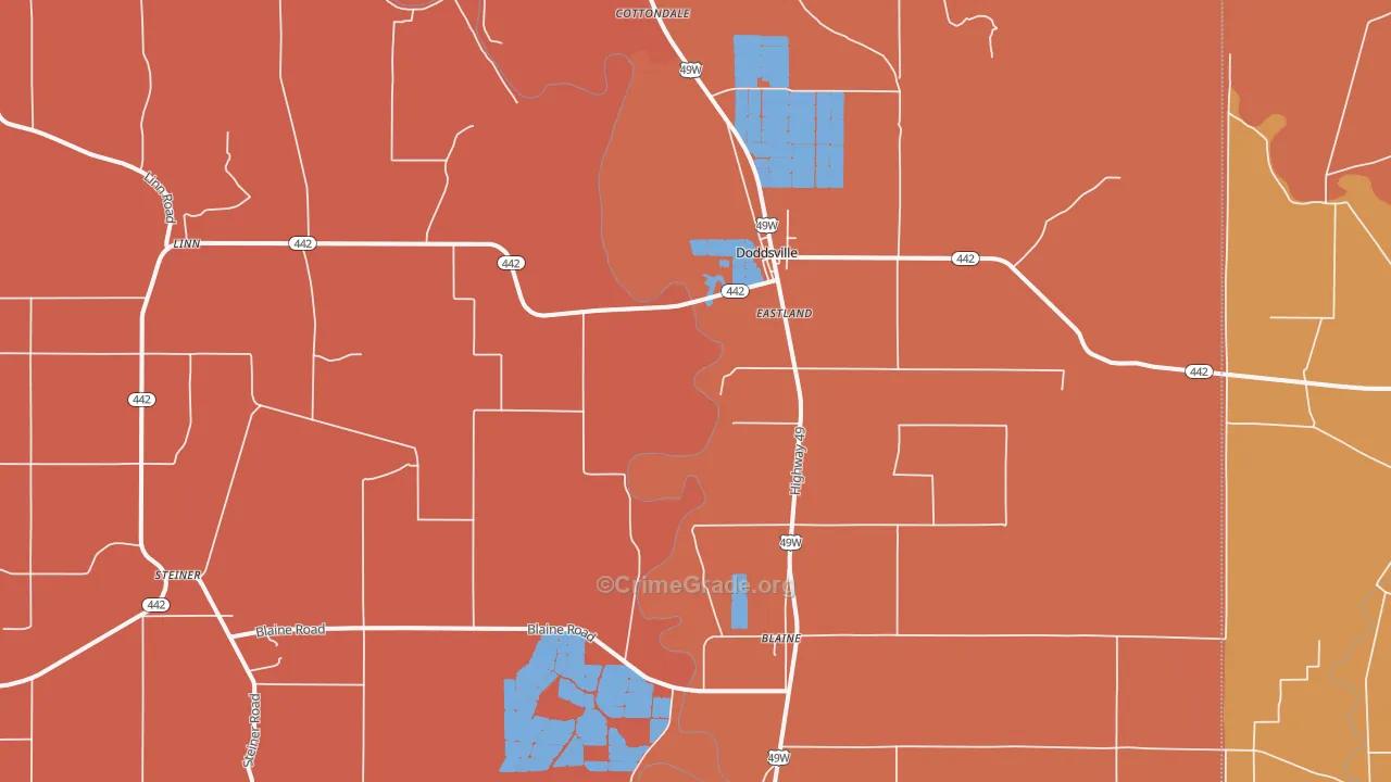 38736, MS Map of Vehicle Theft Rates