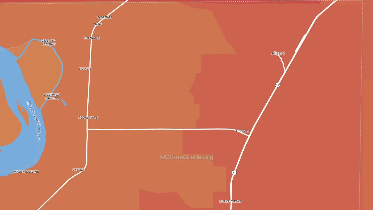 38740, MS Map of Vehicle Theft Rates