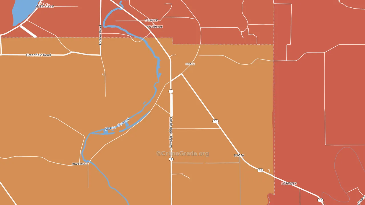 38745, MS Map of Vehicle Theft Rates