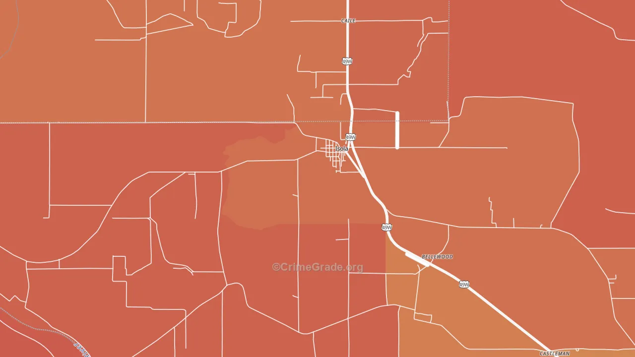 38754, MS Map of Vehicle Theft Rates