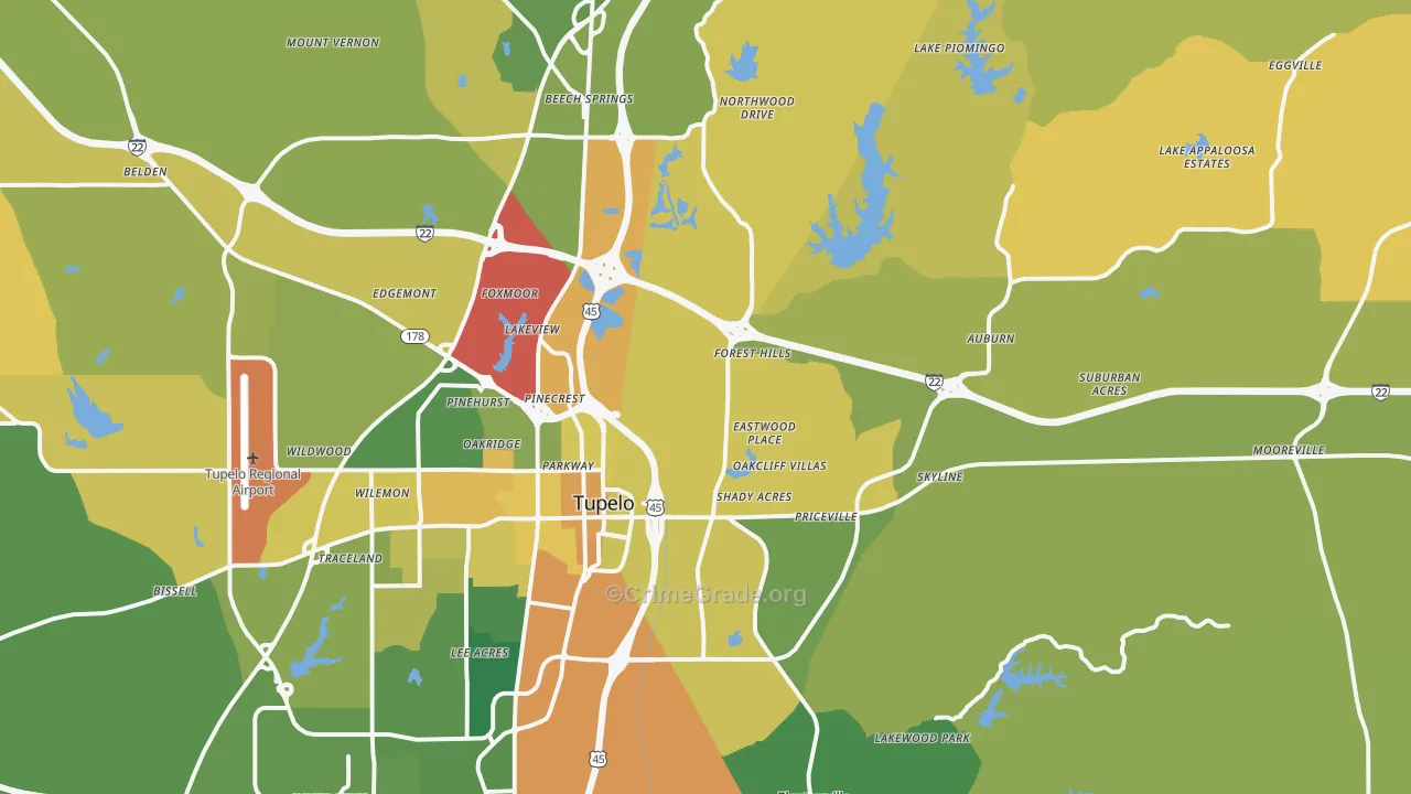 38804, MS Map of Vehicle Theft Rates