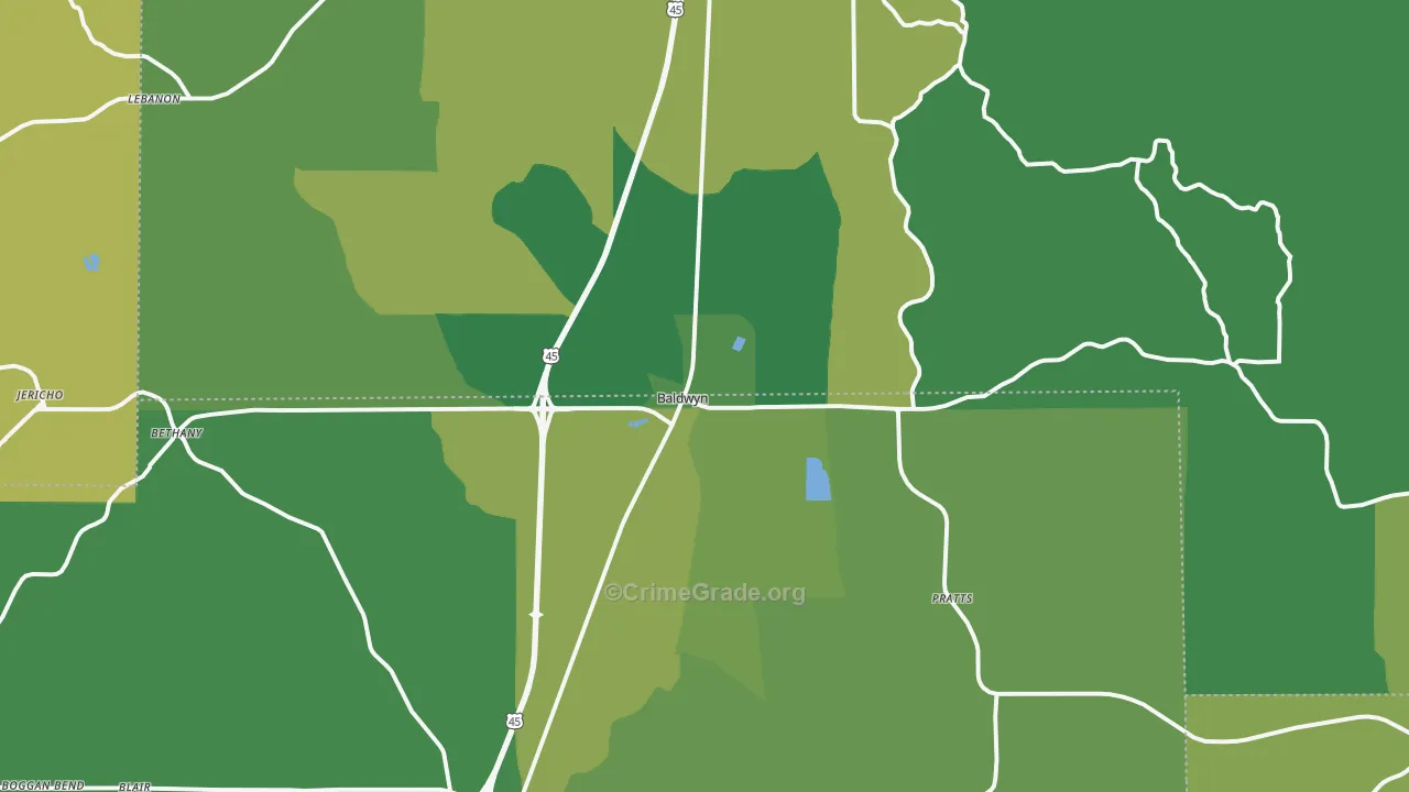 38824, MS Map of Vehicle Theft Rates