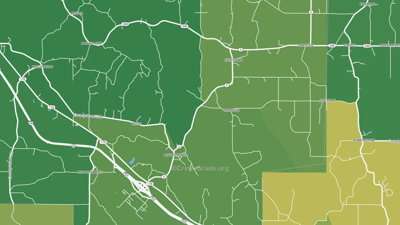 38828, MS Map of Vehicle Theft Rates