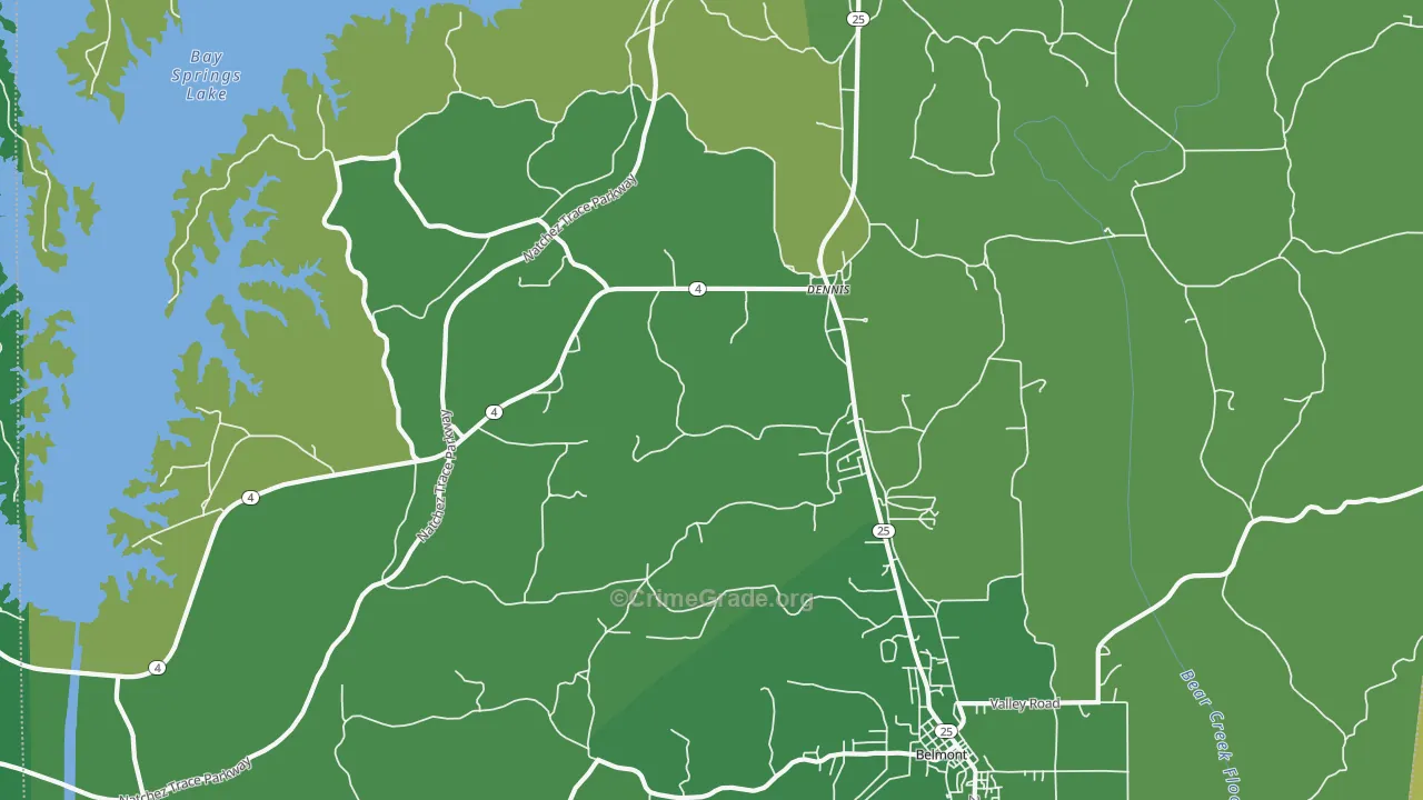 38838, MS Map of Vehicle Theft Rates