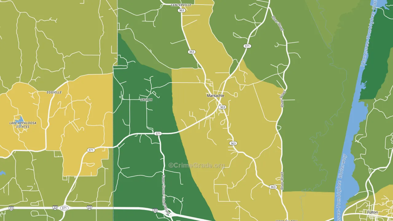 38855, MS Map of Vehicle Theft Rates