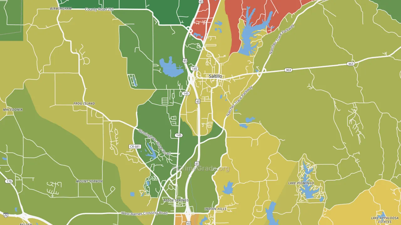 38866, MS Map of Vehicle Theft Rates