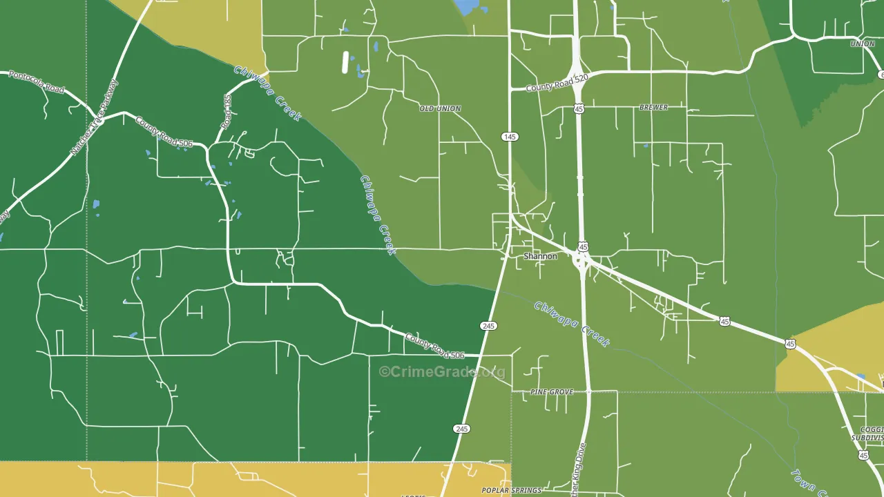 38868, MS Map of Vehicle Theft Rates