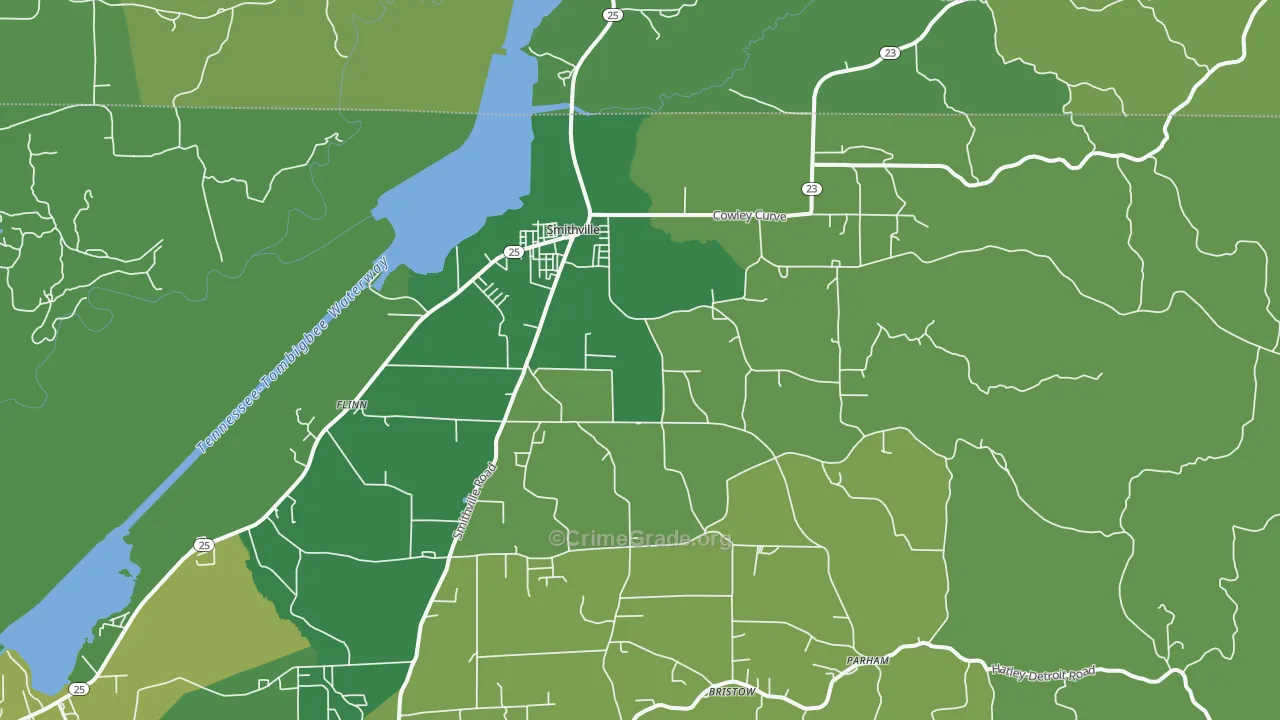 38870, MS Map of Vehicle Theft Rates
