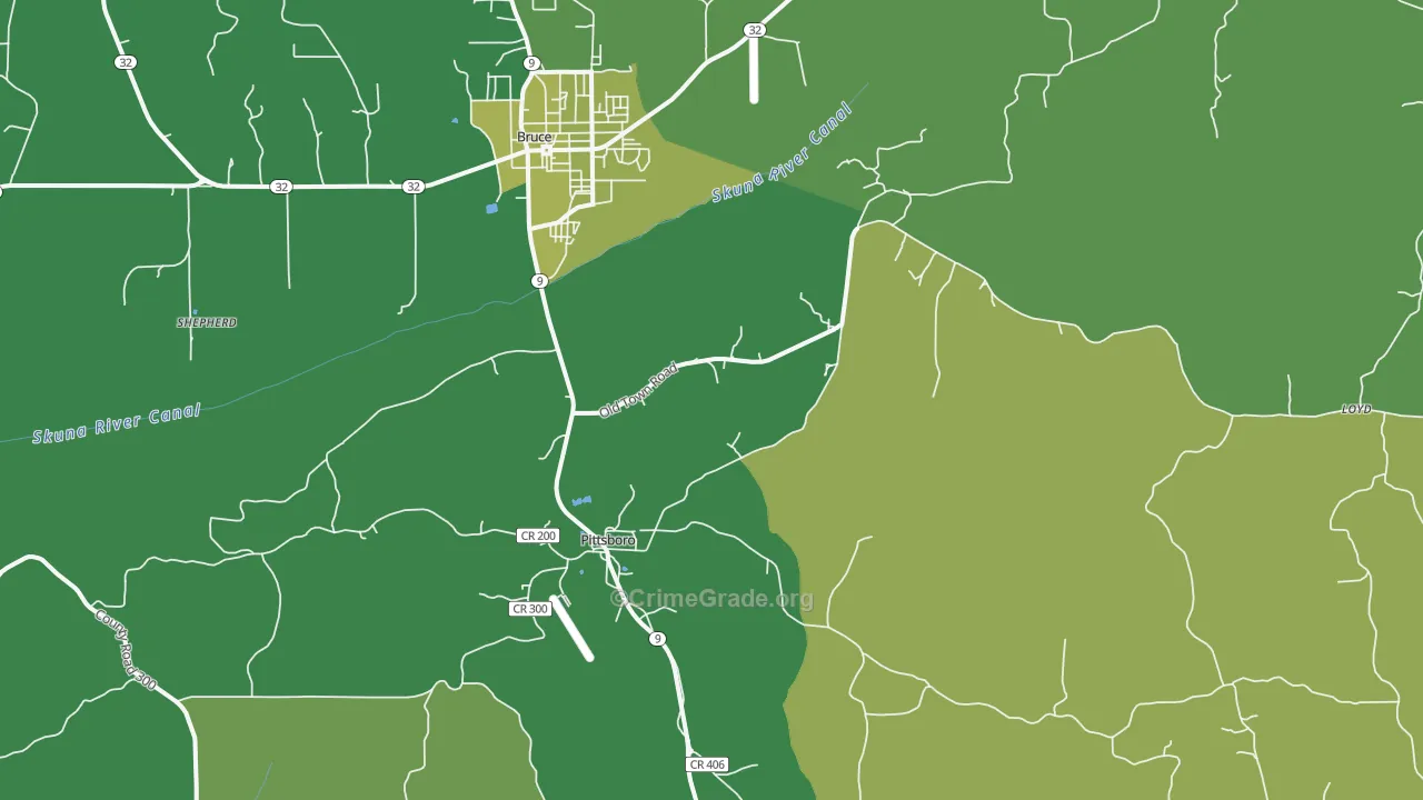38951, MS Map of Vehicle Theft Rates