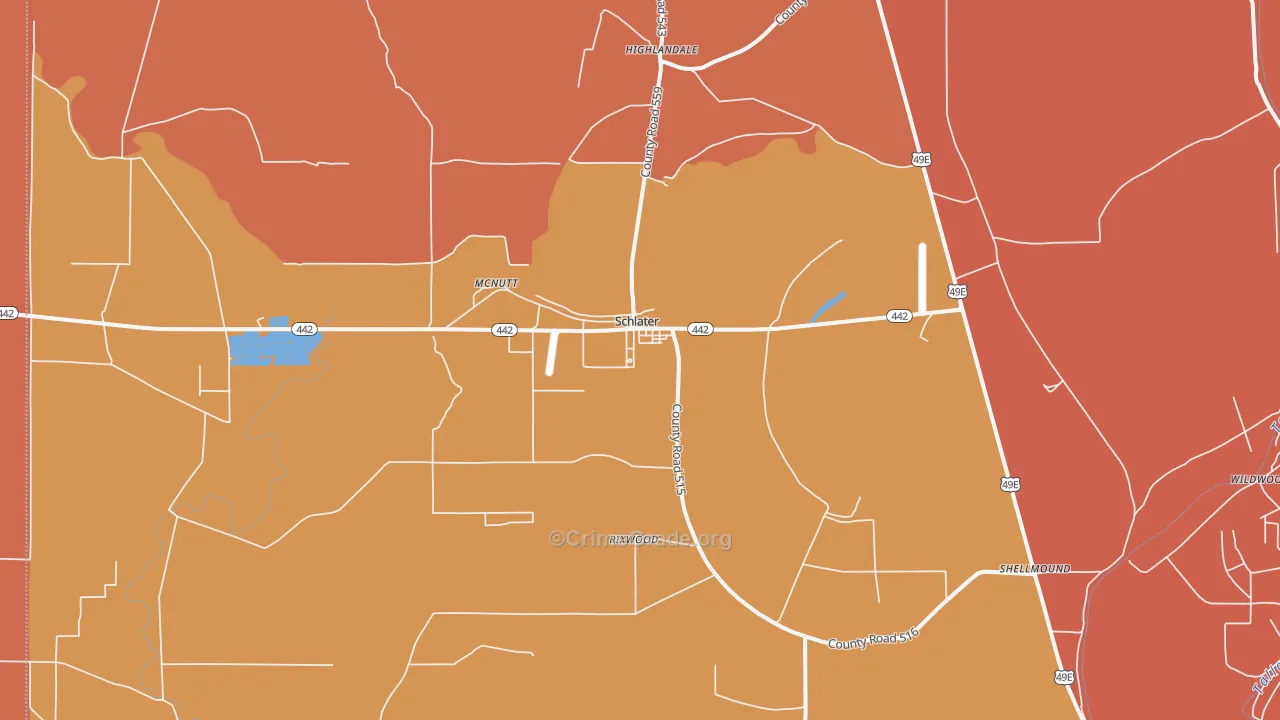 38952, MS Map of Vehicle Theft Rates