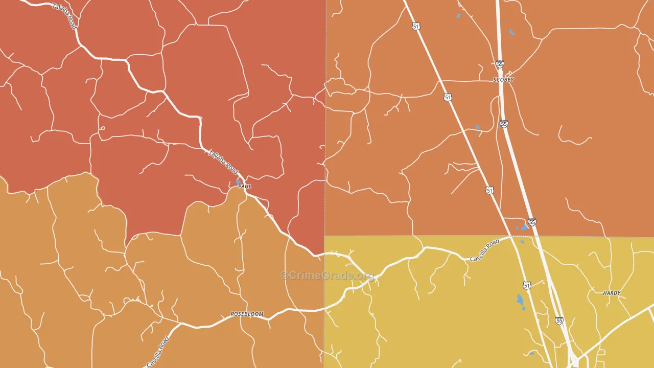38953, MS Map of Vehicle Theft Rates