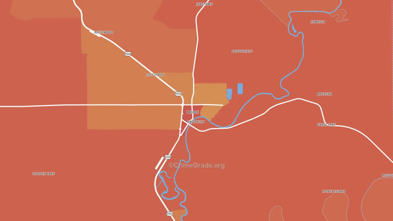 39038, MS Map of Vehicle Theft Rates