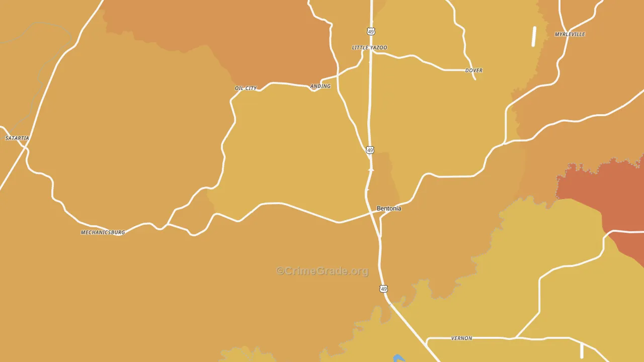 39040, MS Map of Vehicle Theft Rates
