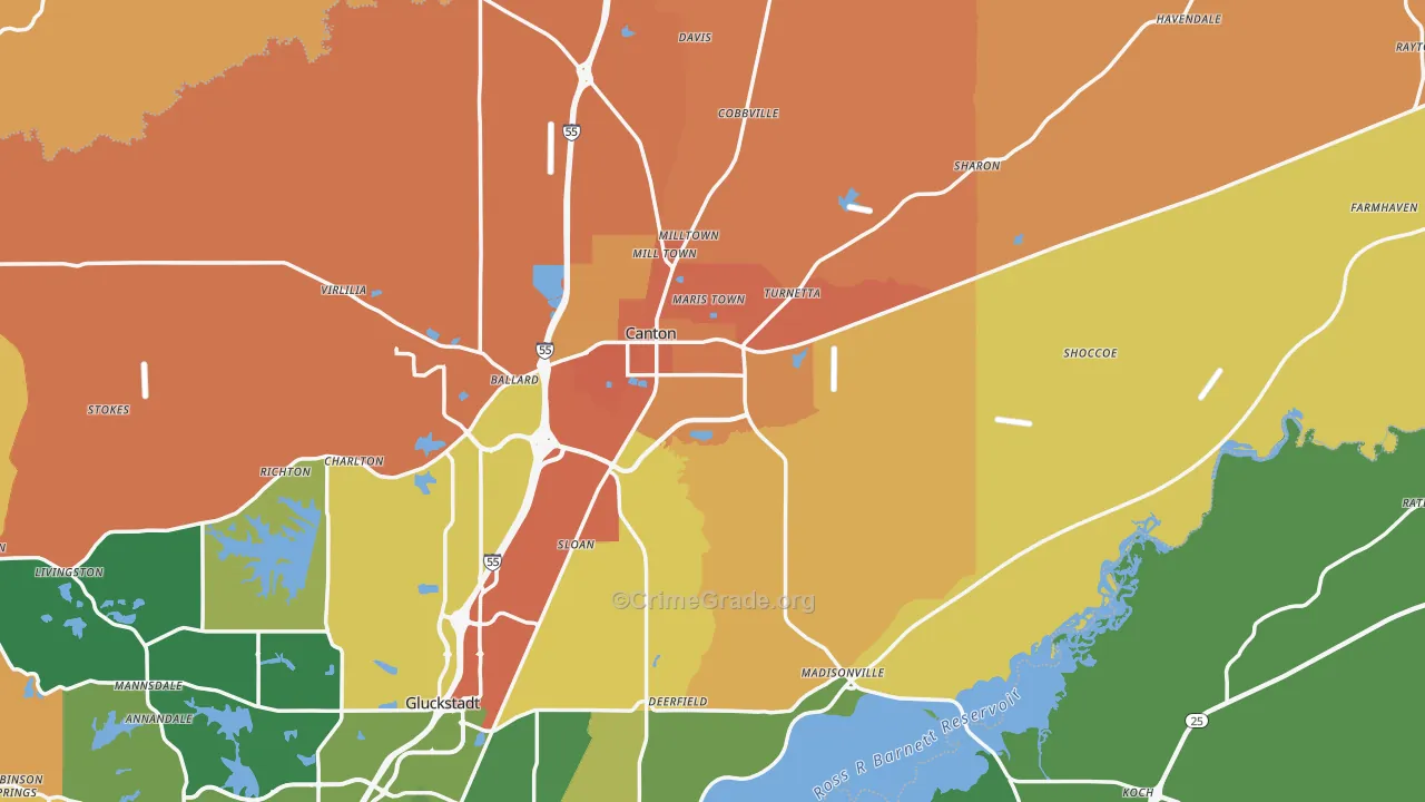 39046, MS Map of Vehicle Theft Rates