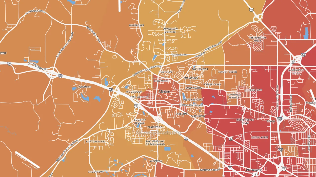 39056, MS Map of Vehicle Theft Rates