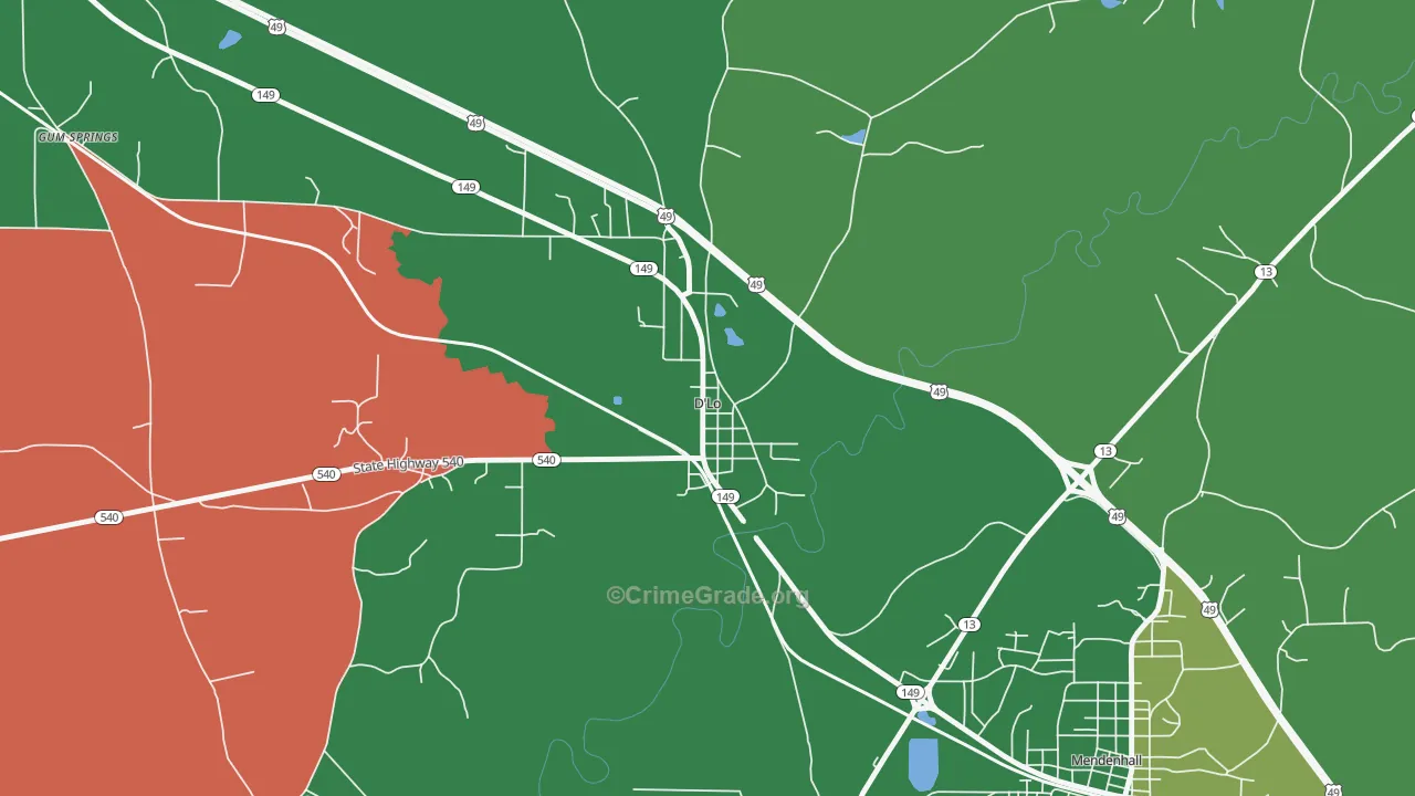 39062, MS Map of Vehicle Theft Rates