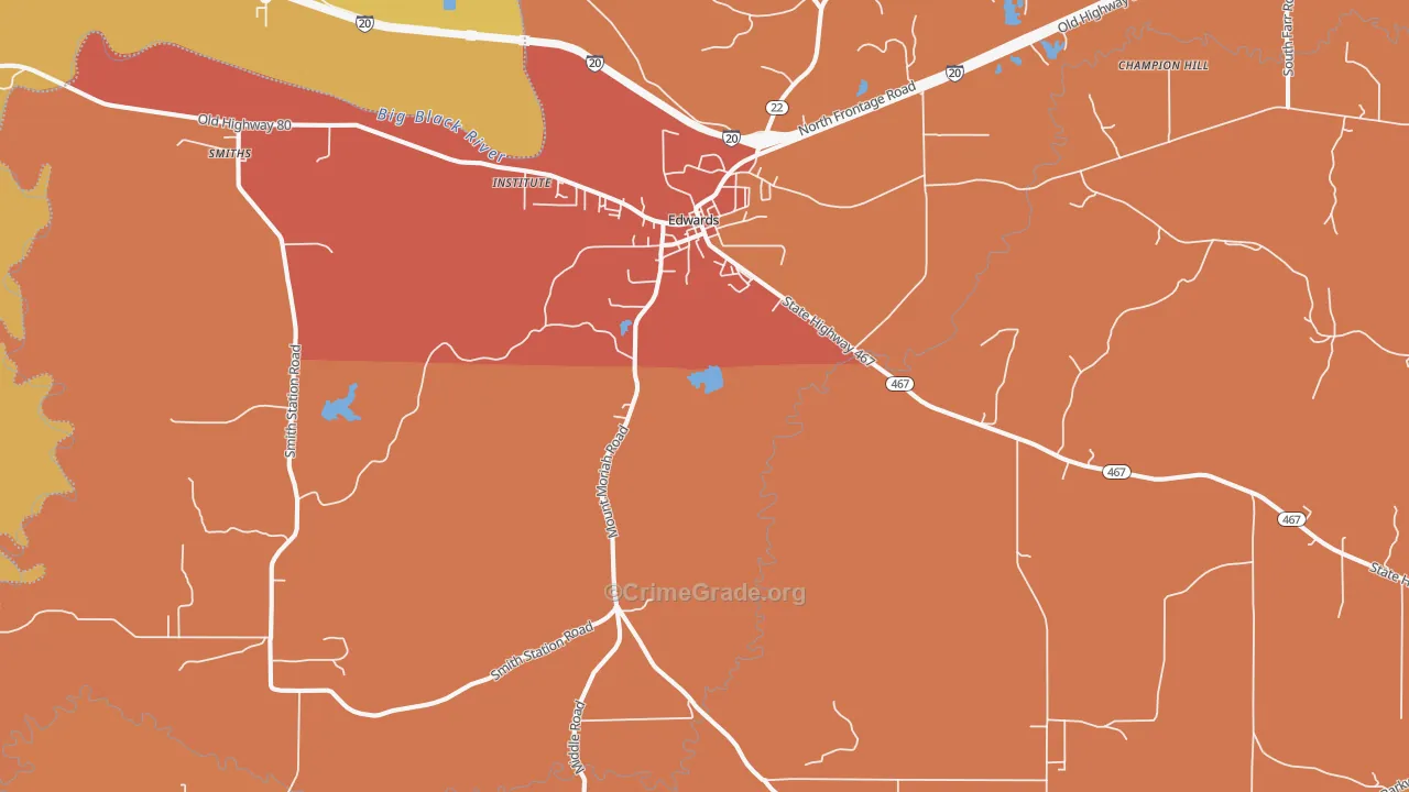39066, MS Map of Vehicle Theft Rates