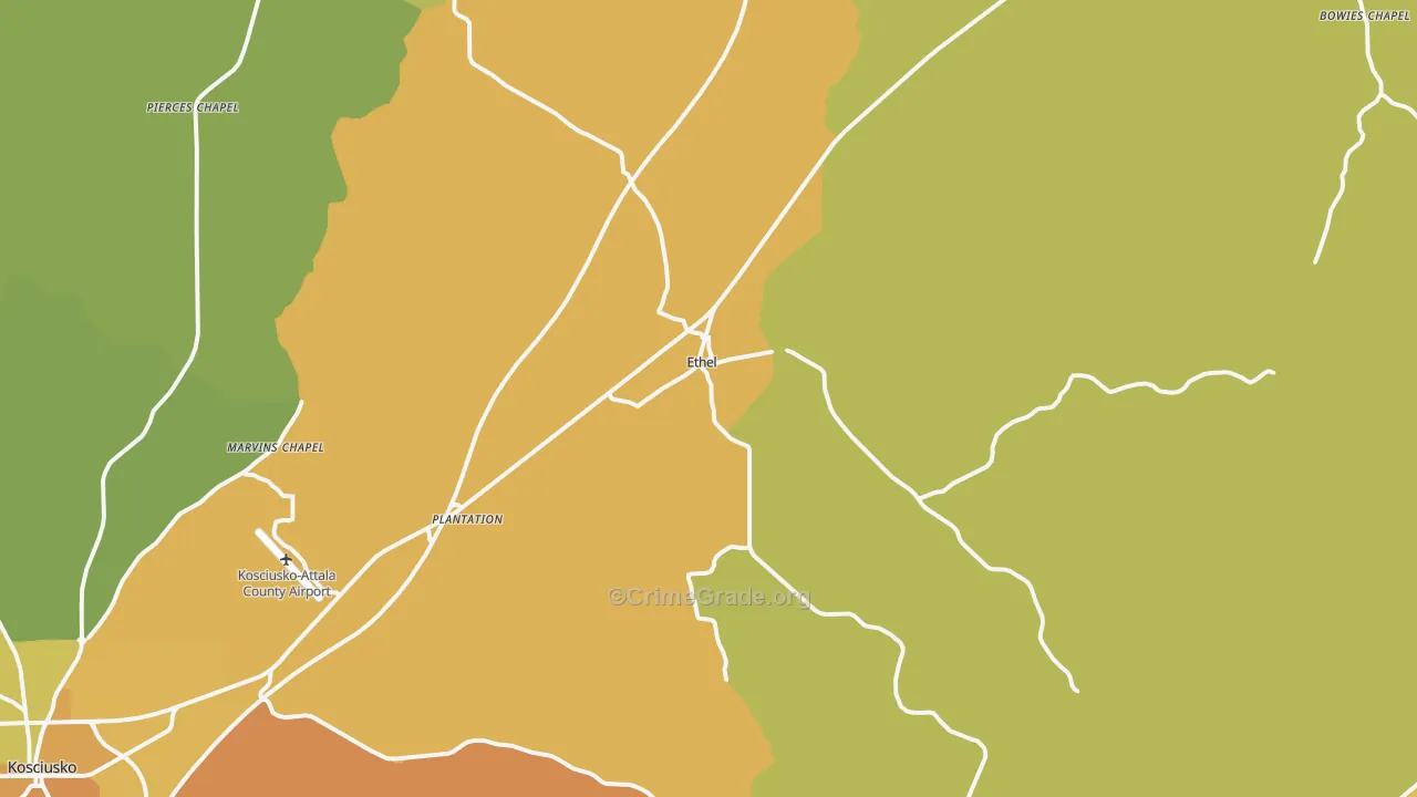 39067, MS Map of Vehicle Theft Rates