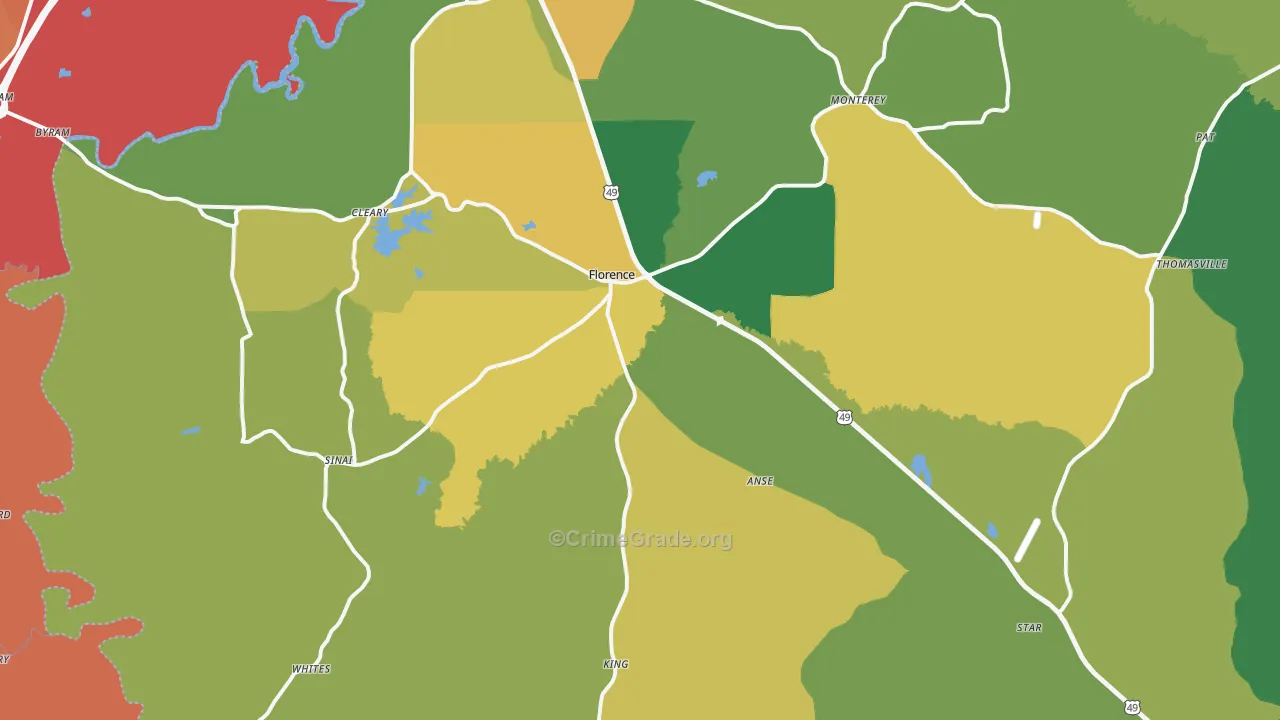 39073, MS Map of Vehicle Theft Rates