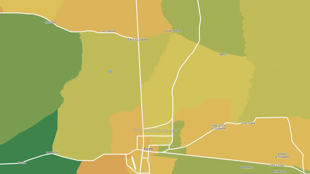 39074, MS Map of Vehicle Theft Rates