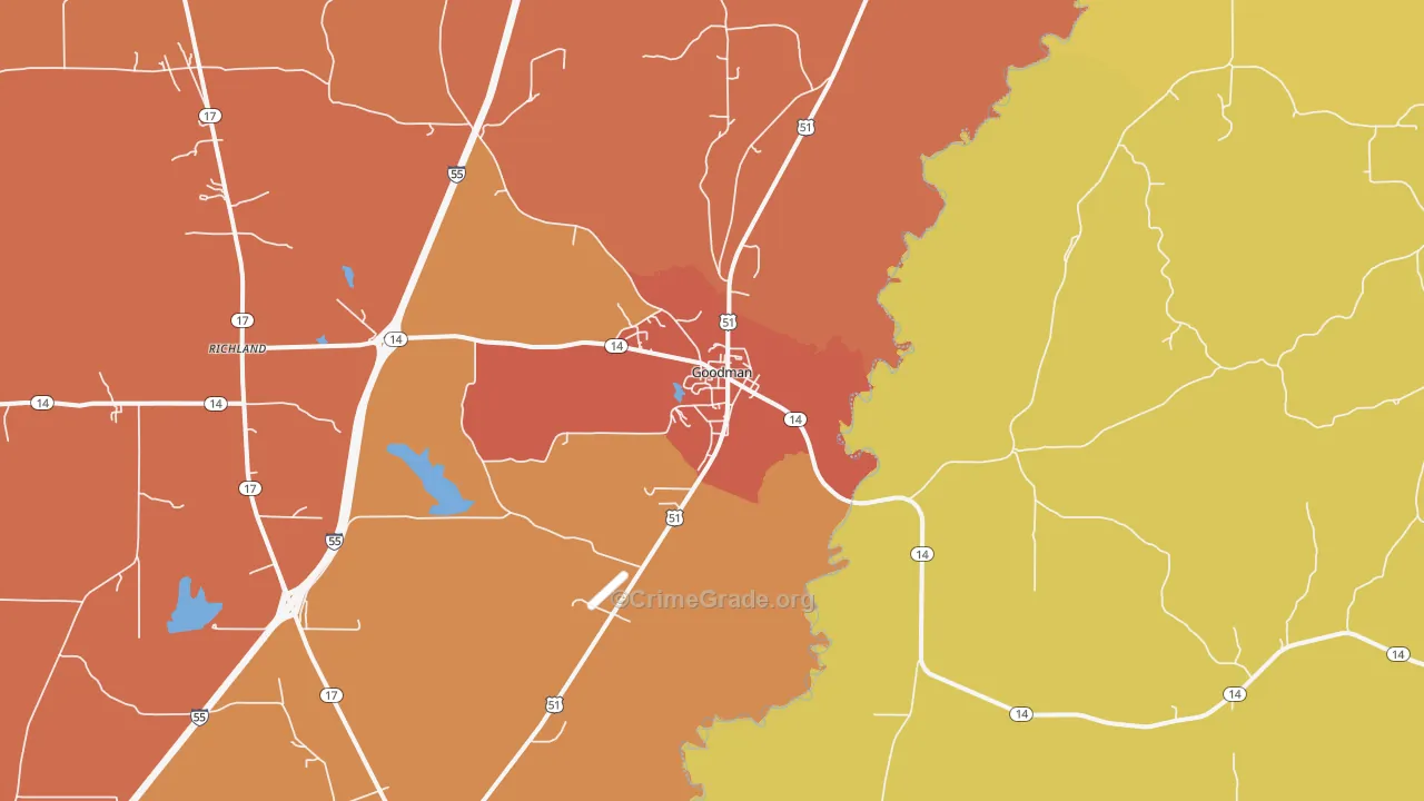 39079, MS Map of Vehicle Theft Rates