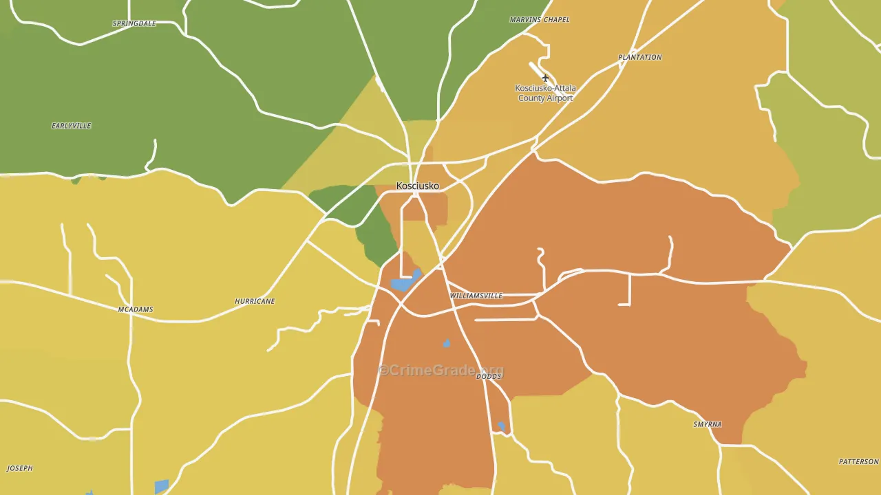 39090, MS Map of Vehicle Theft Rates