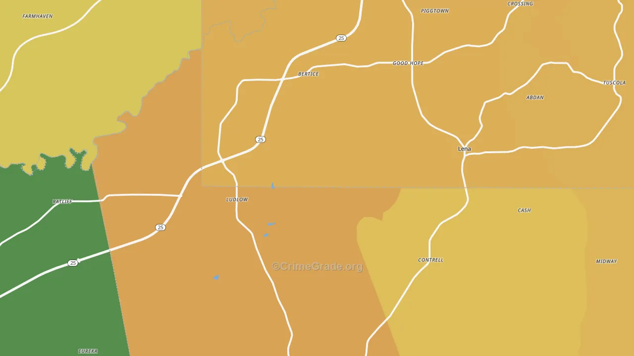 39094, MS Map of Vehicle Theft Rates