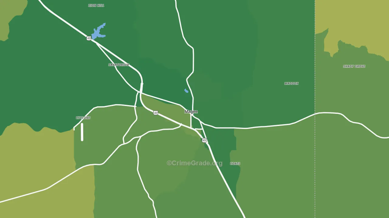 39111, MS Map of Vehicle Theft Rates